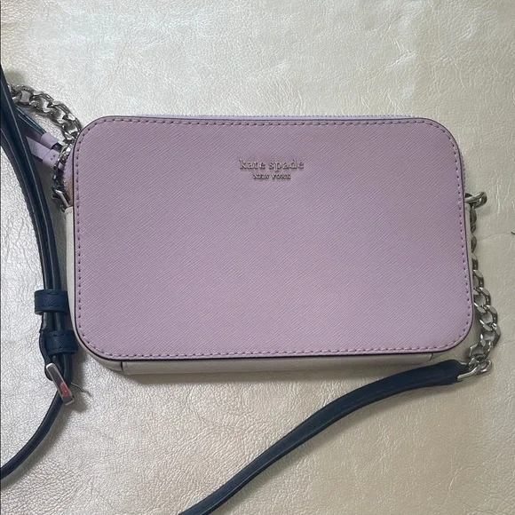 Kate Spade NY Leather Camron Double Zip Small Crossbody Bag in Lavender Mist - Picture 14 of 14